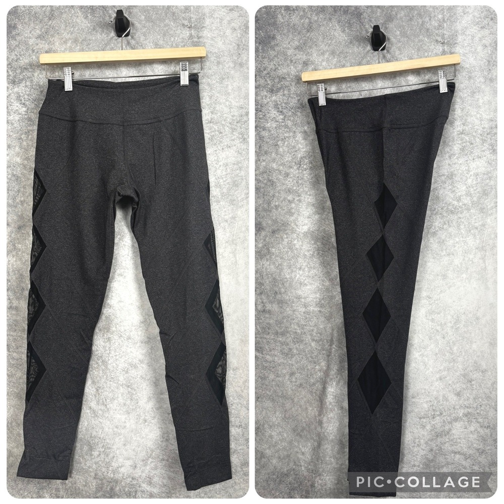 Beyond Yoga Limited Edition Charcoal with Diamond Mesh Cut Out Leggings Sz Large
